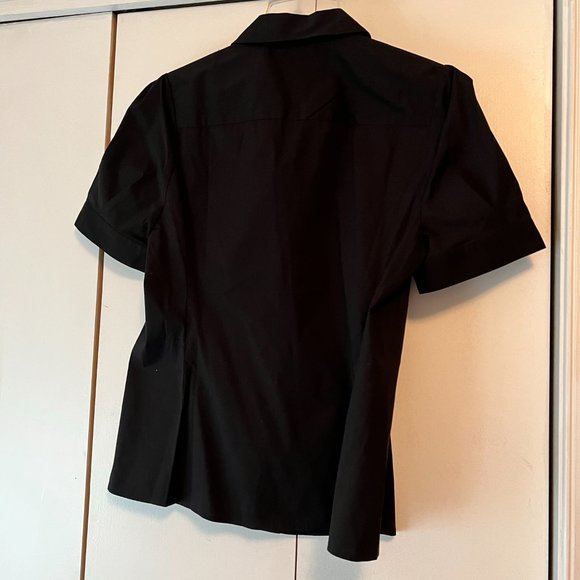Loft Short Sleeve Black Button Down Blouse - 12P - Picture 3 of 4